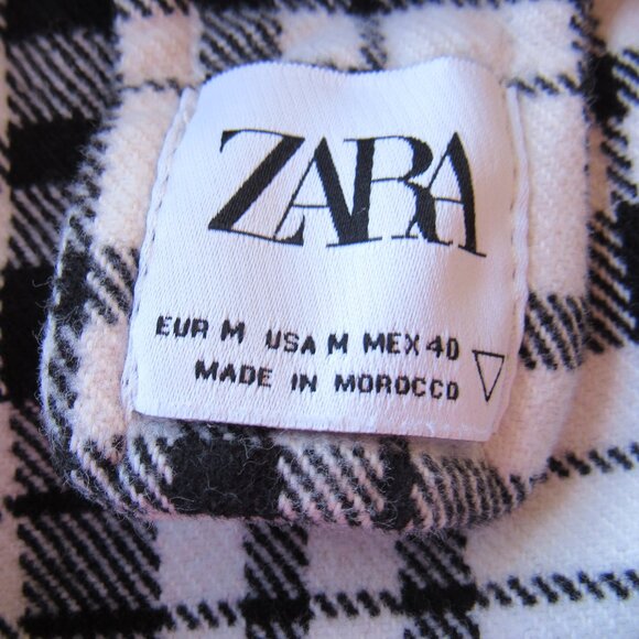 Zara Shacket Mens White/Black Monochrome Checkered Plaid Flannel Jacket Size L - Picture 4 of 8